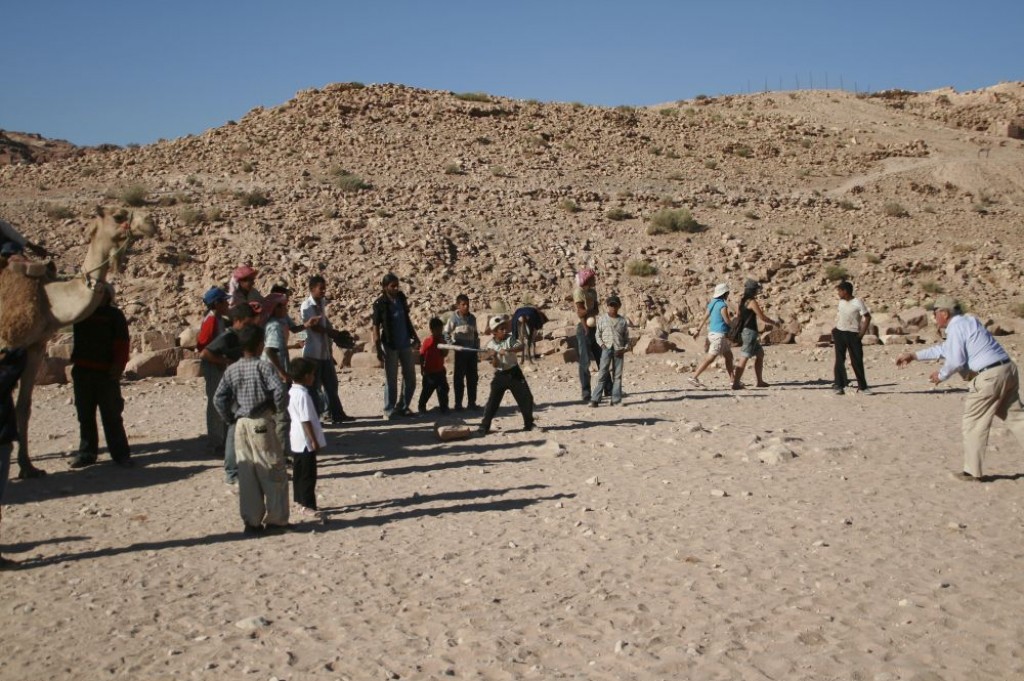 An impromptu baseball game with local guides and archaeologists from Brown University.